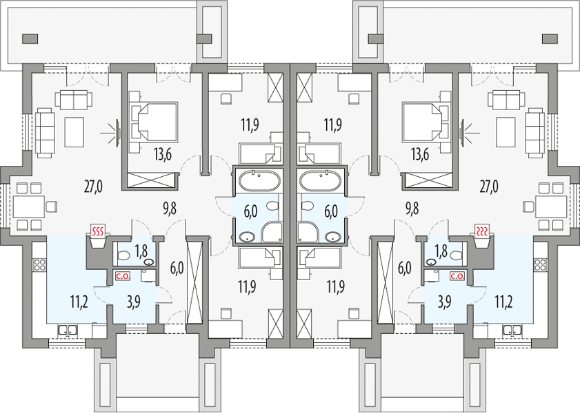План 1 этажа дома FAF-7227-72 План 1 этажа дома FAF-7227-72